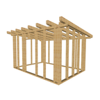 Bauplan Gartenhaus 55 3D-Ansicht schräg von vorn