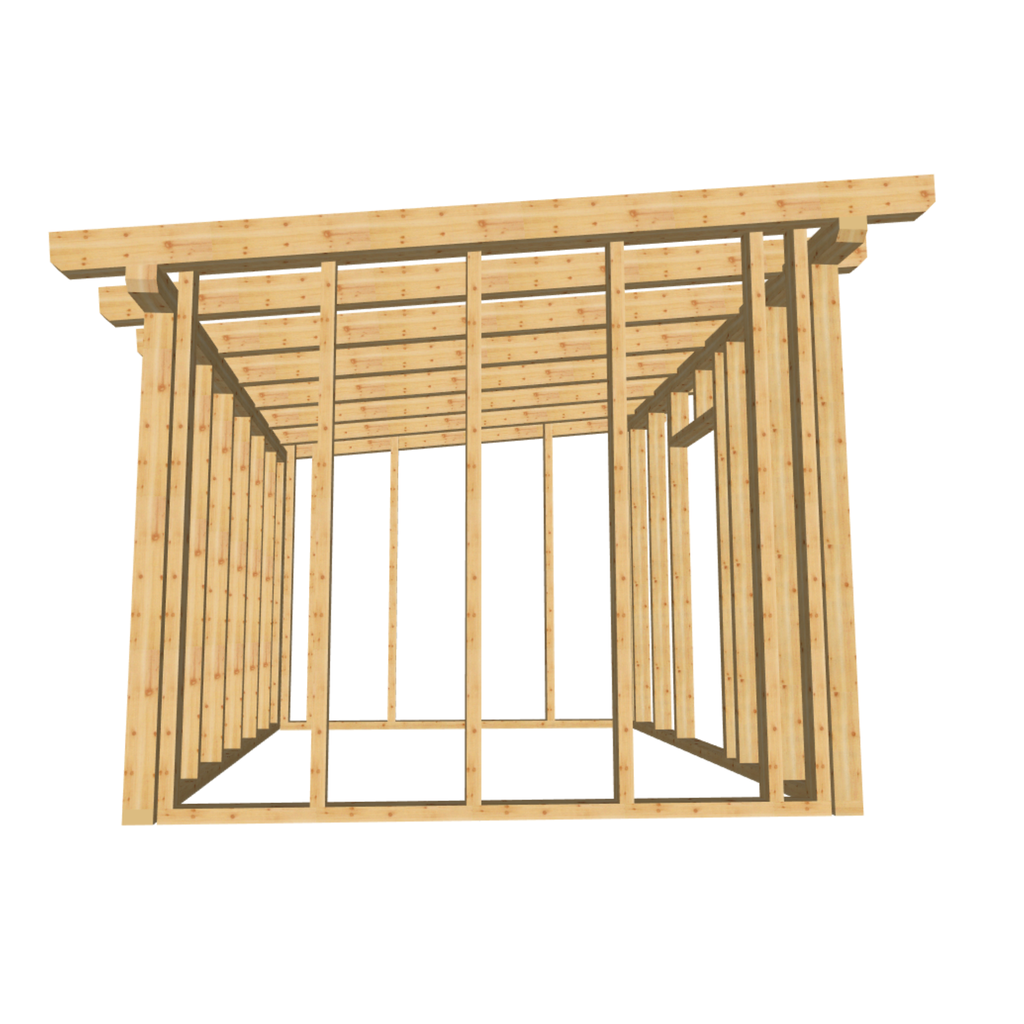 Bauplan Gartenhaus 55 3D-Frontansicht