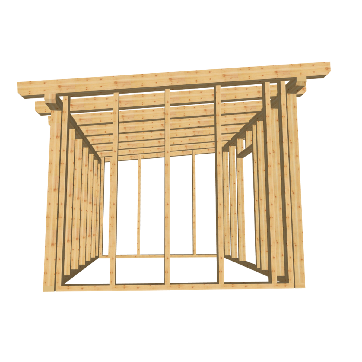 Bauplan Gartenhaus 55 3D-Frontansicht