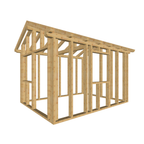 Bauplan Gartenhaus 56 3D-Ansicht schräg von vorn
