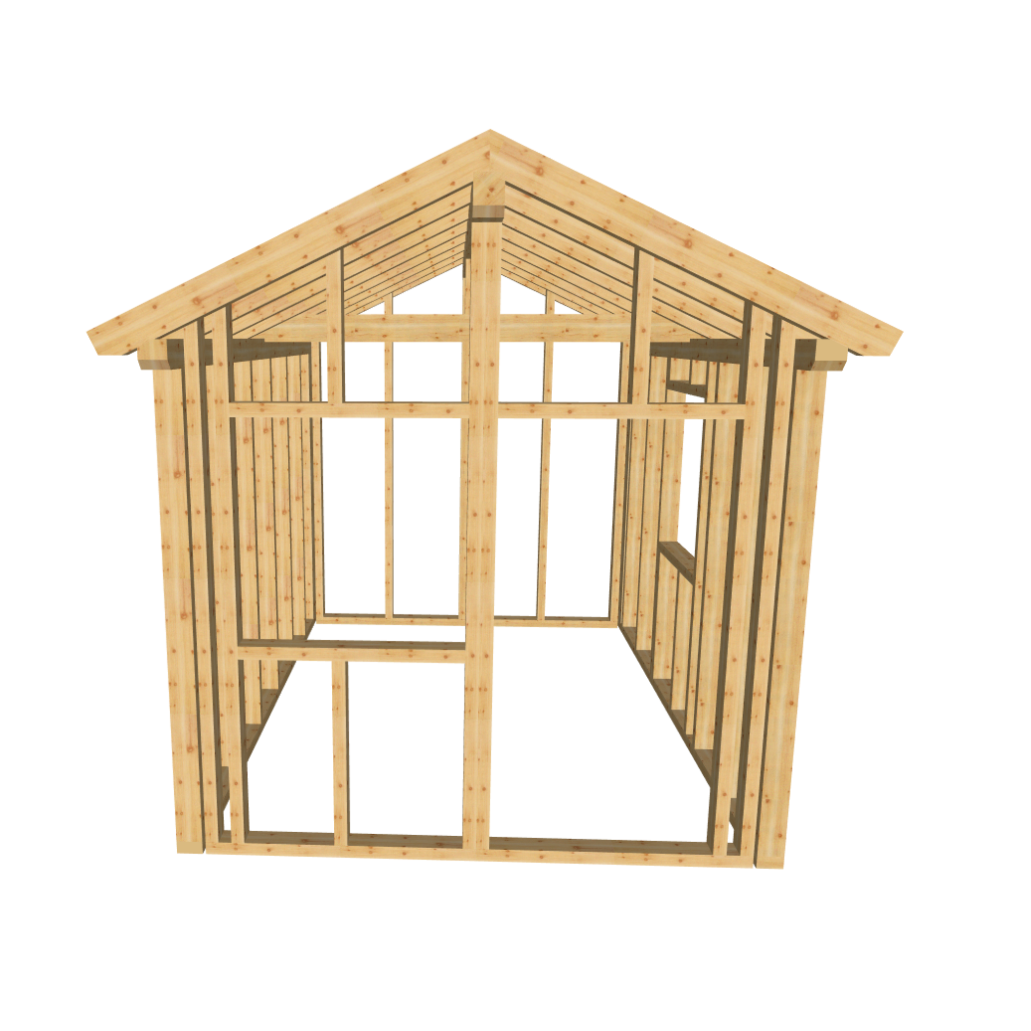 Bauplan Gartenhaus 56 3D-Frontansicht