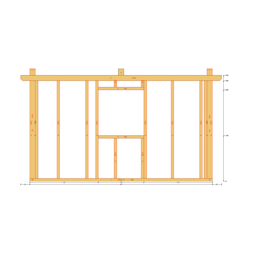 Bauplan Gartenhaus 56 Seitenansicht mit Bemaßung