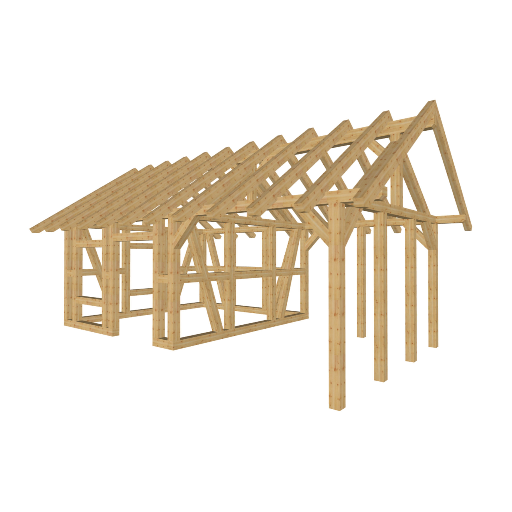 Bauplan Gartenhaus 57 3D-Ansicht schräg von vorn