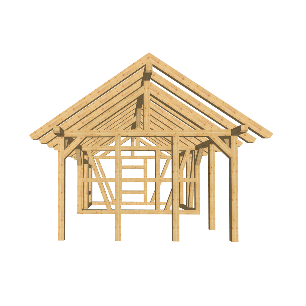 Bauplan Gartenhaus 57 3D-Frontansicht