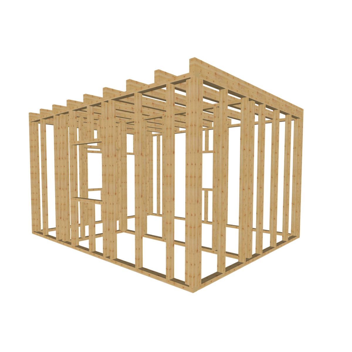 Bauplan Gartenhaus 58 3D-Ansicht schräg von vorn