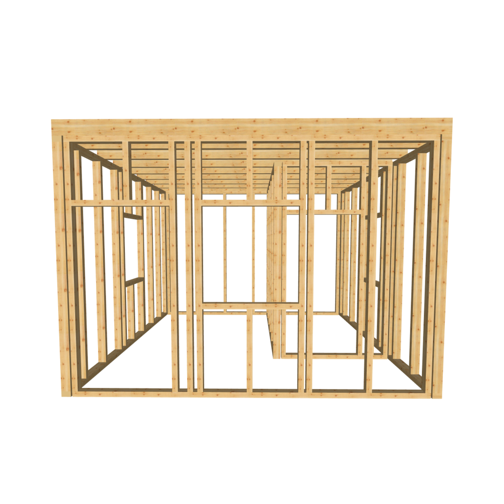 Bauplan Gartenhaus 58 3D-Frontansicht