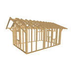 Bauplan Gartenhaus 59 3D-Ansicht schräg von vorn