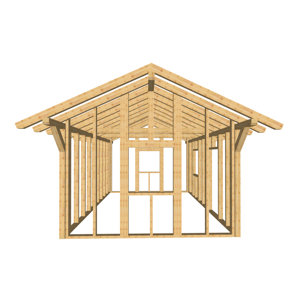 Bauplan Gartenhaus 59 3D-Frontansicht
