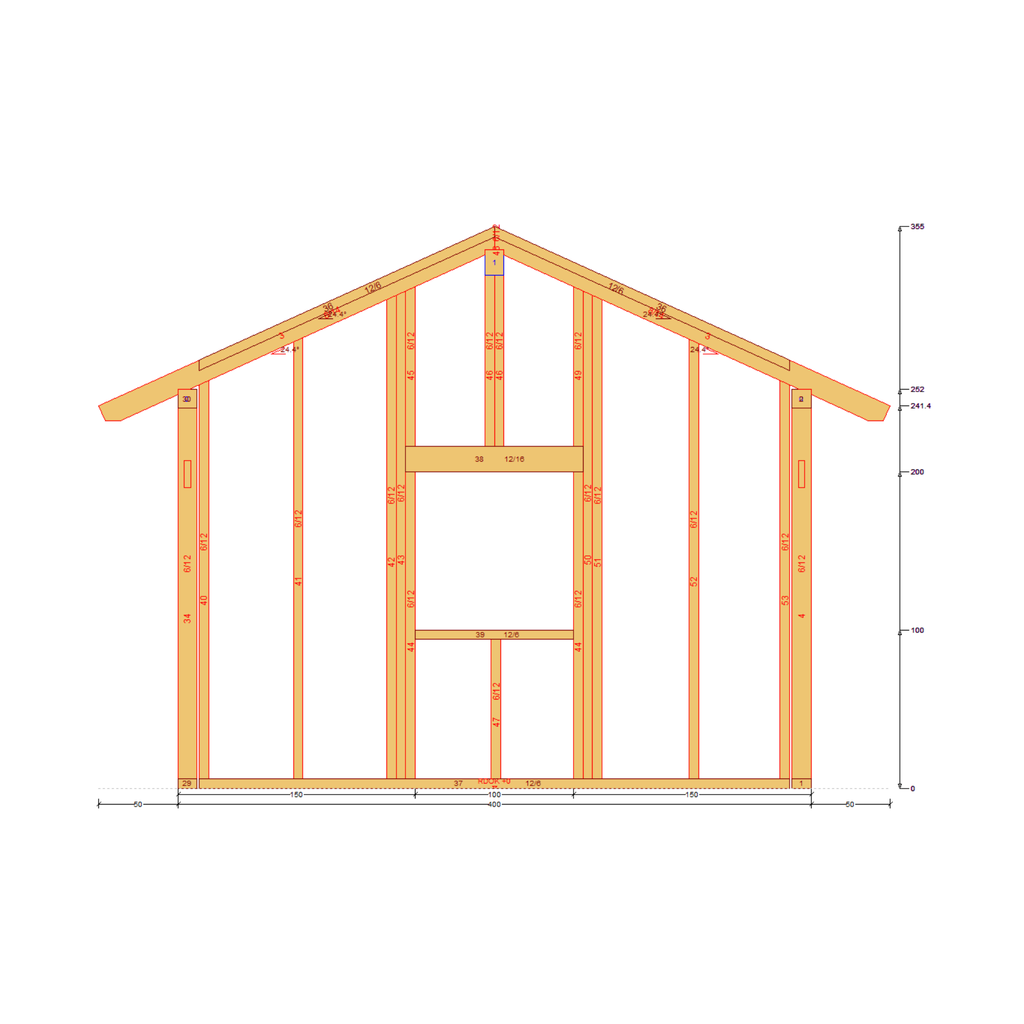 Bauplan Gartenhaus 59 Querschnitt mit Bemaßung