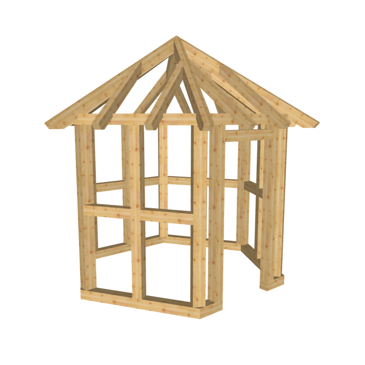 Bauplan Gartenhaus 60 3D-Ansicht schräg von vorn