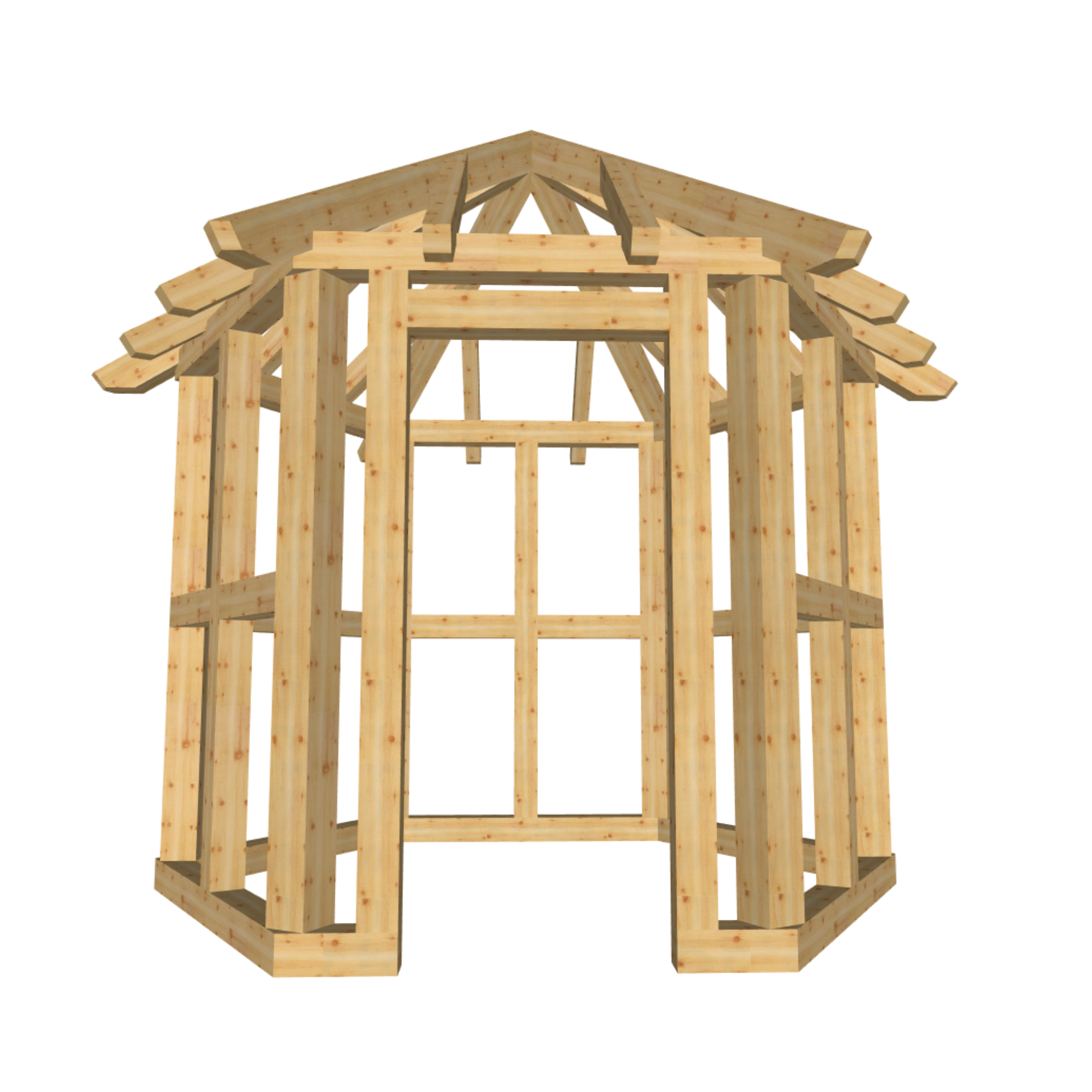 Bauplan Gartenhaus 60 3D-Frontansicht