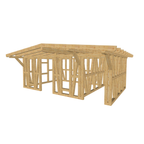 Bauplan Gartenhaus 61 3D-Ansicht schräg von vorn