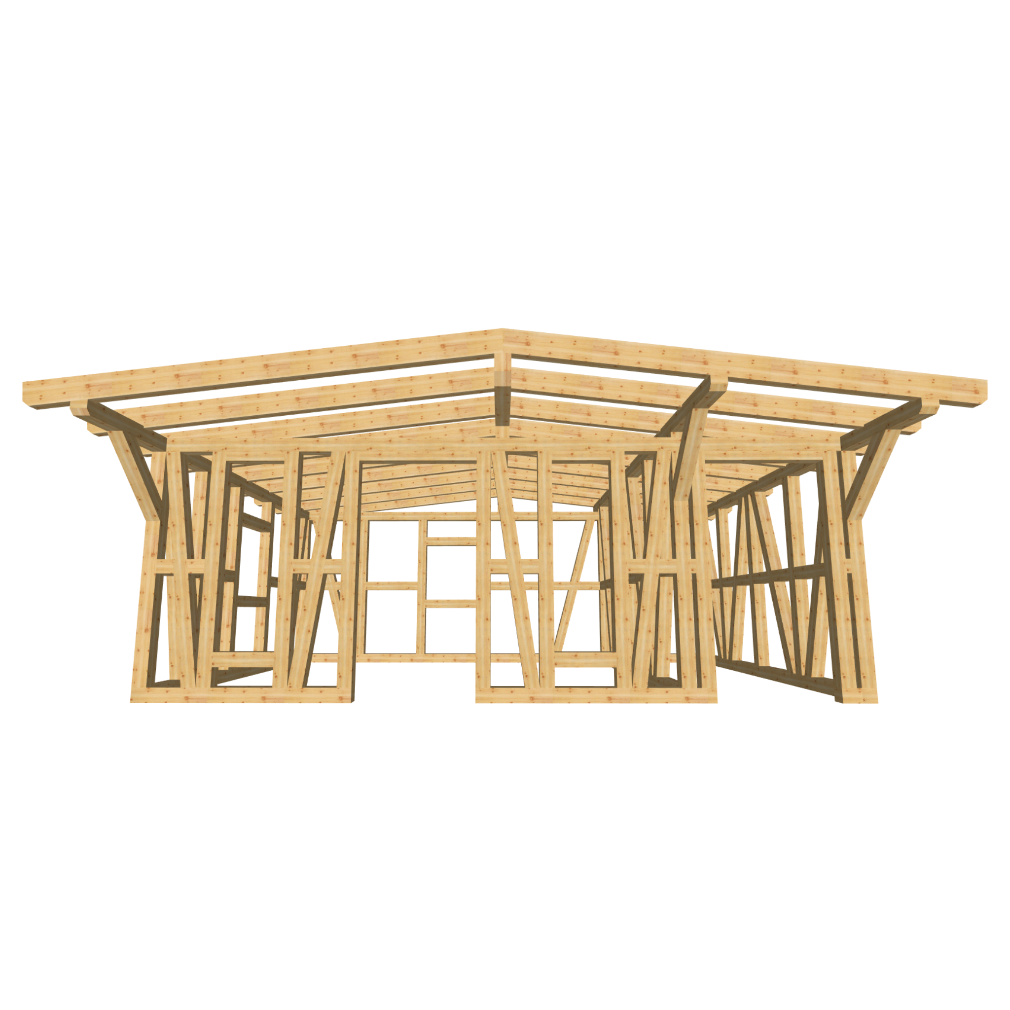 Bauplan Gartenhaus 61 3D-Frontansicht