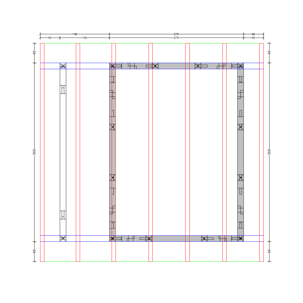 Bauplan Gartenhaus 62 Draufsicht mit Bemaßung