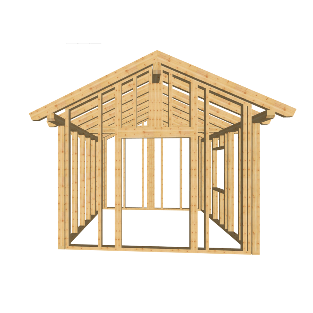Bauplan Gartenhaus 63 3D-Frontansicht