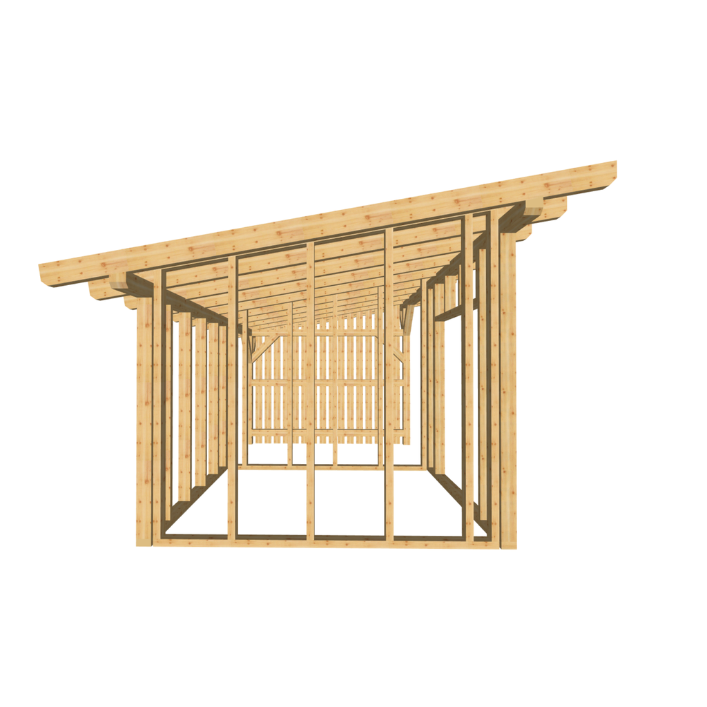 Bauplan Gartenhaus 64 3D-Frontansicht