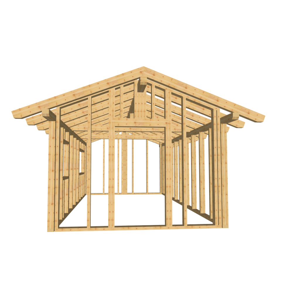 Bauplan Gartenhaus 65 3D-Frontansicht