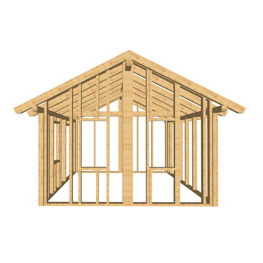 Bauplan Gartenhaus 66 3D-Frontansicht