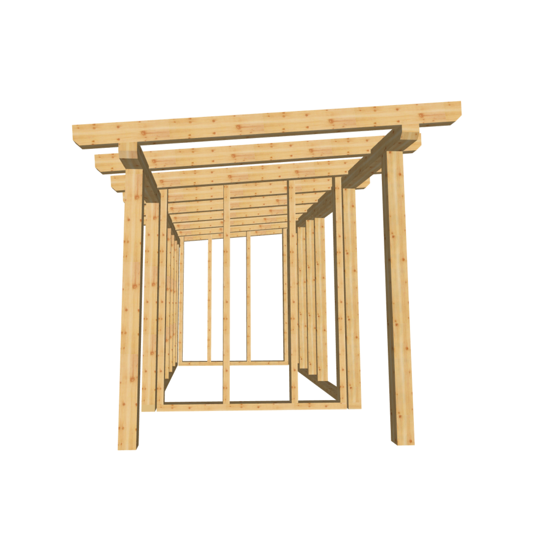 Bauplan Gartenhaus 67 3D-Frontansicht