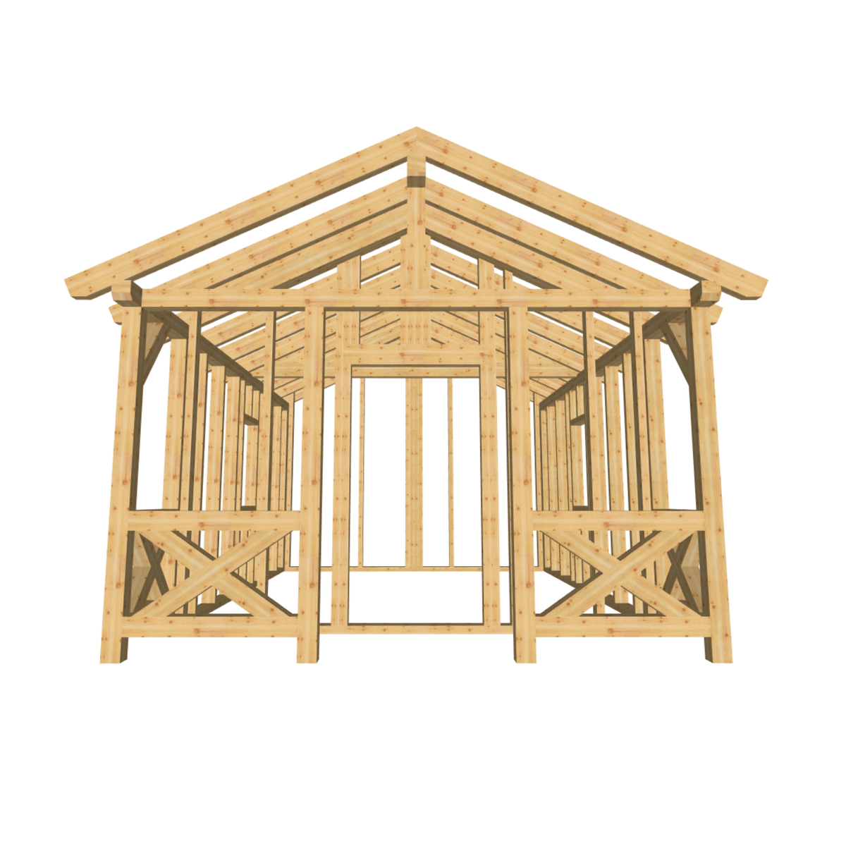 Bauplan Gartenhaus 69 3D-Frontansicht