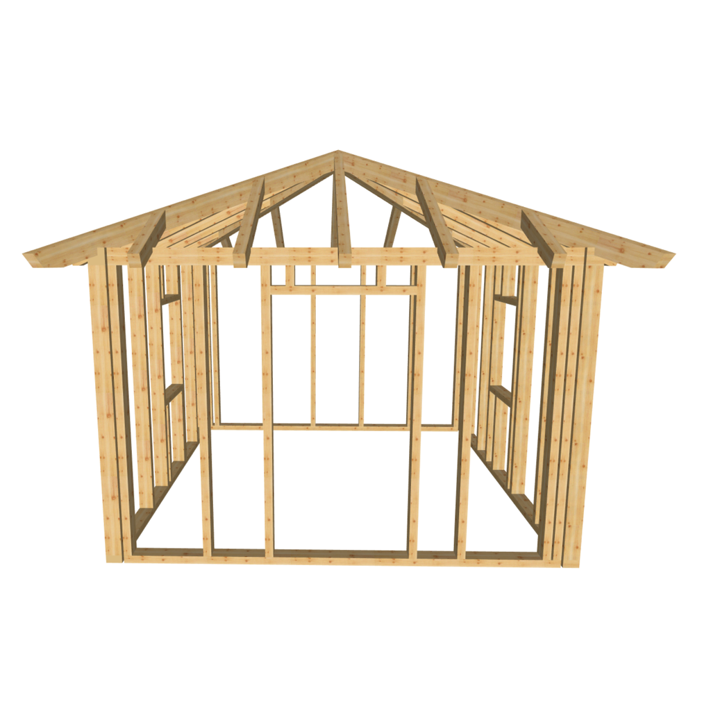Bauplan Gartenhaus 6 3D-Frontansicht