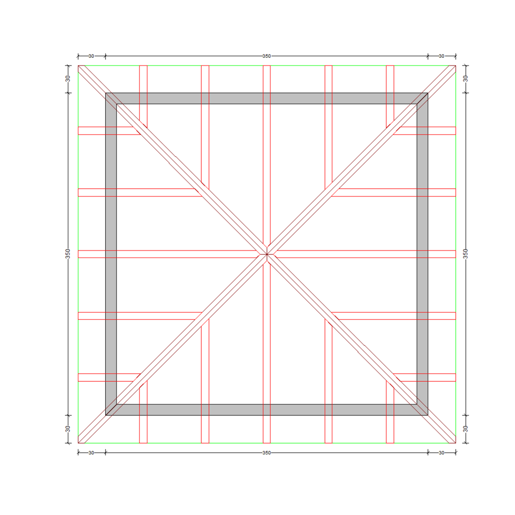 Bauplan Gartenhaus 6 Draufsicht mit Bemaßung