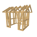 Bauplan Gartenhaus 70 3D-Ansicht schräg von vorn