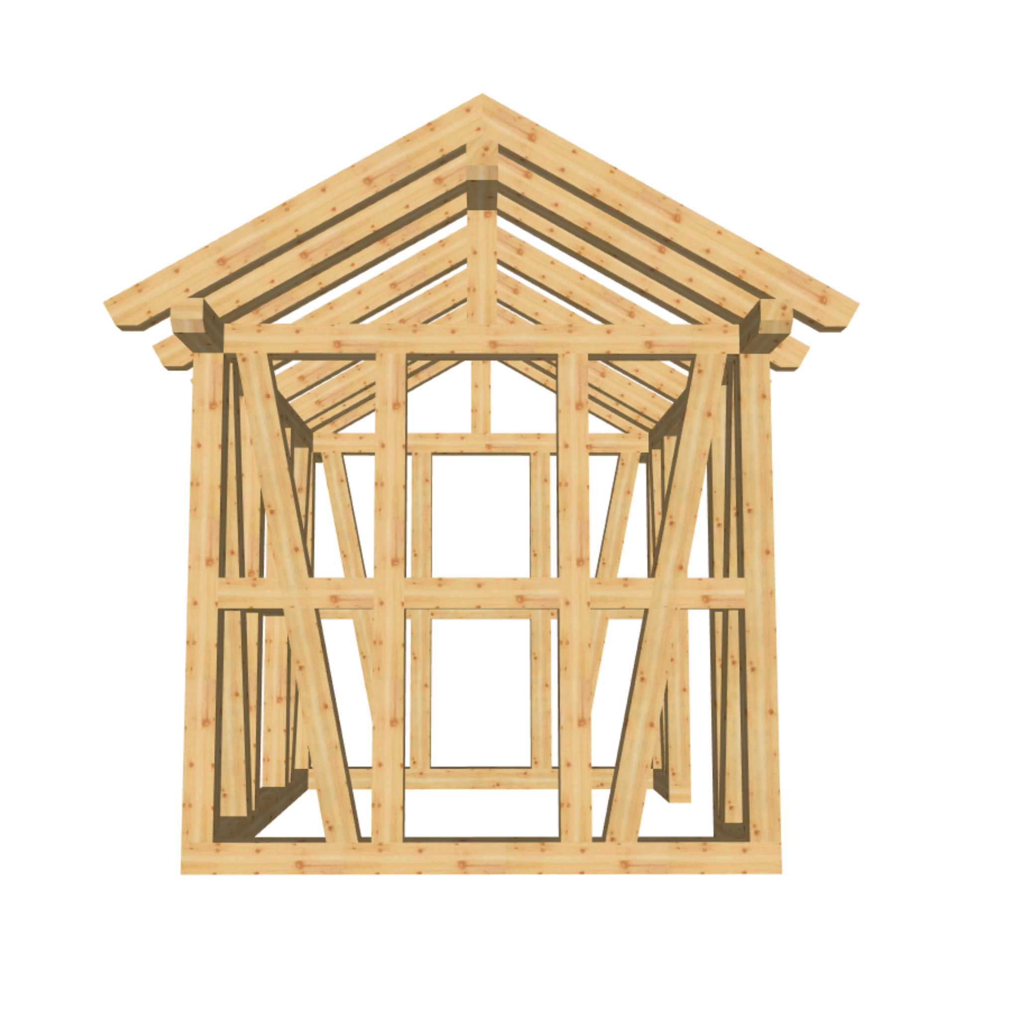 Bauplan Gartenhaus 70 3D-Frontansicht