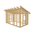 Bauplan Gartenhaus 71 3D-Ansicht schräg von vorn