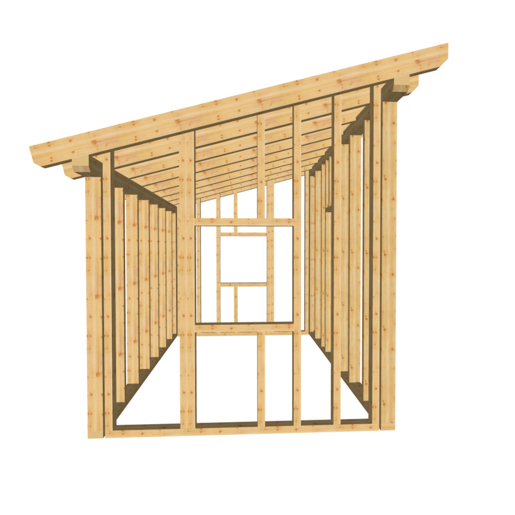 Bauplan Gartenhaus 71 3D-Frontansicht
