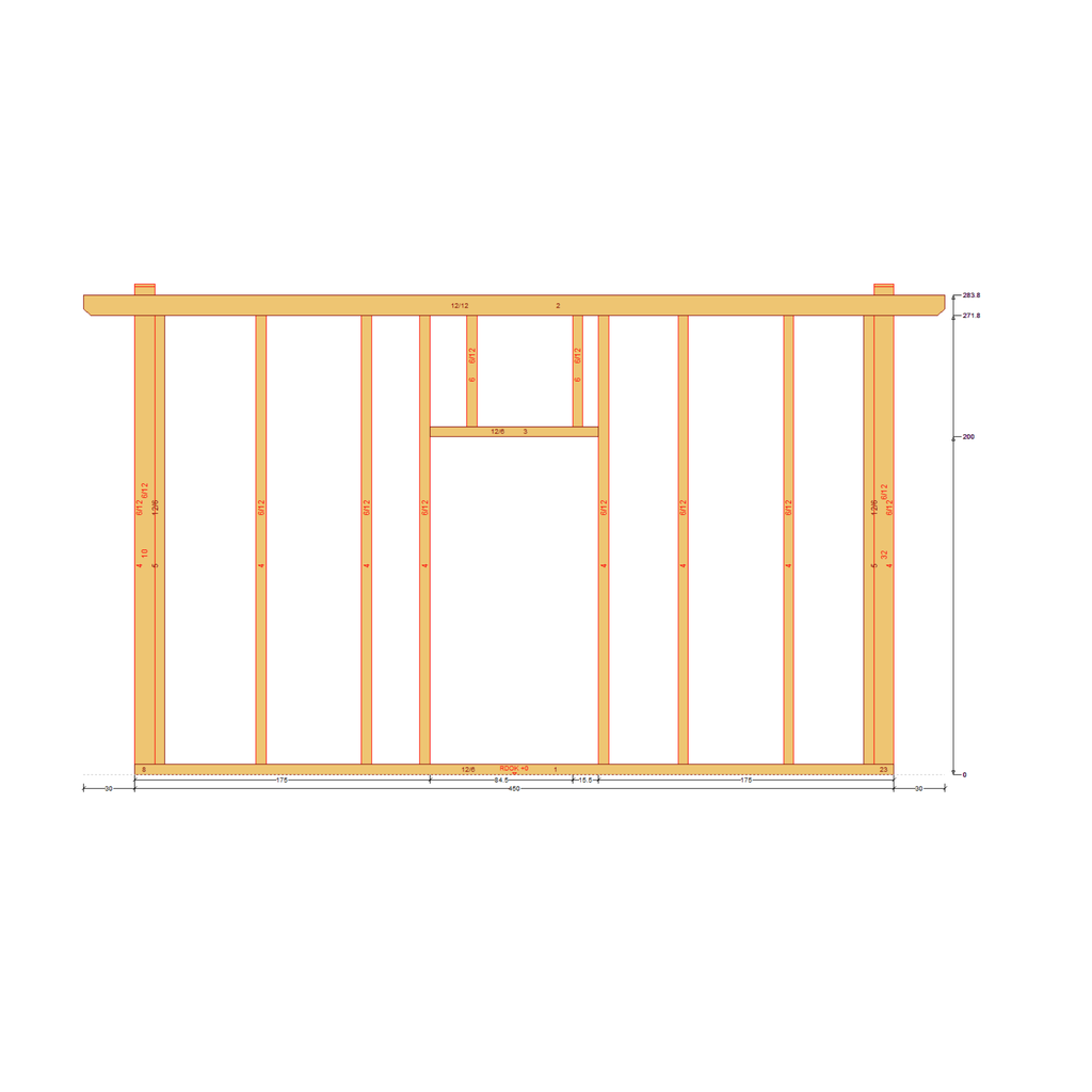 Bauplan Gartenhaus 71 Seitenansicht mit Bemaßung