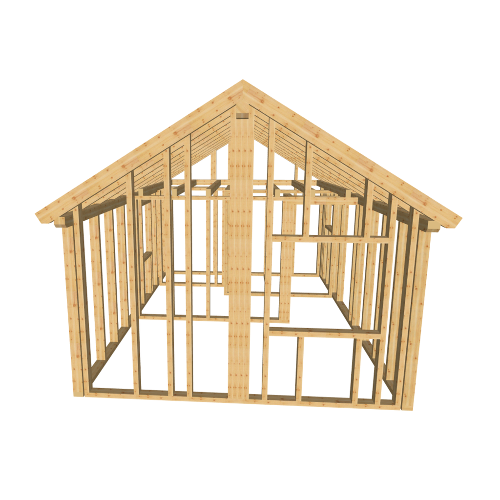 Bauplan Gartenhaus 72 3D-Frontansicht