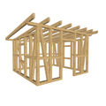 Bauplan Gartenhaus 73 3D-Ansicht schräg von vorn