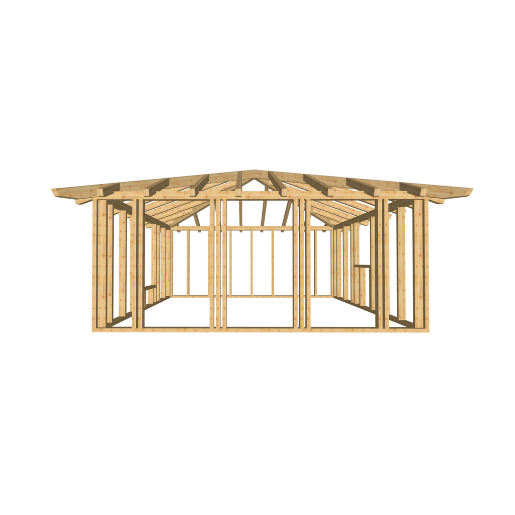 Bauplan Gartenhaus 74 3D-Frontansicht