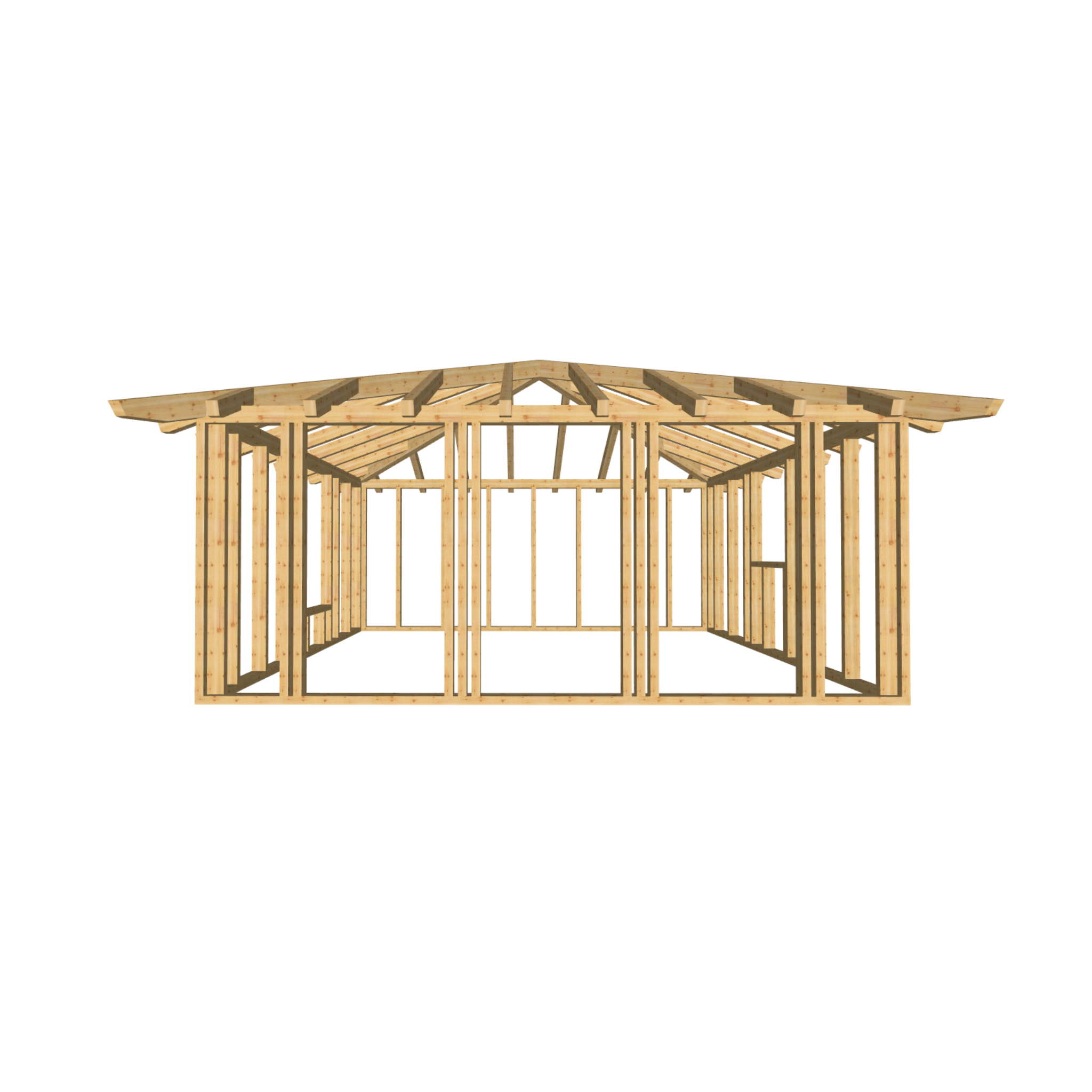 Bauplan Gartenhaus 74 3D-Frontansicht