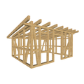 Bauplan Gartenhaus 75 3D-Ansicht schräg von vorn