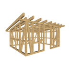 Bauplan Gartenhaus 75 3D-Ansicht schräg von vorn