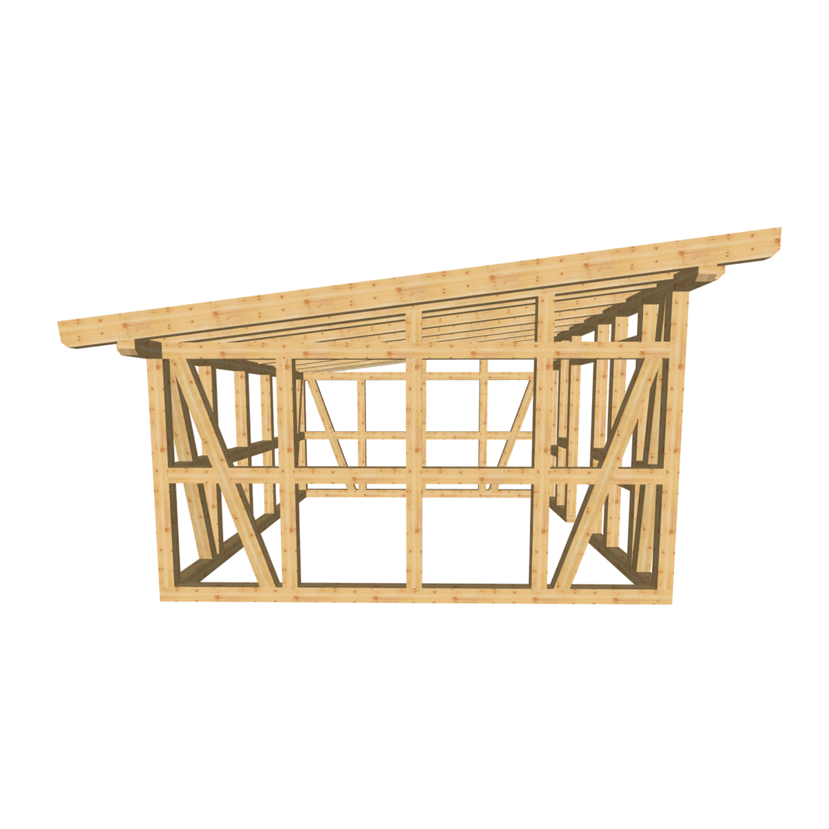Bauplan Gartenhaus 75 3D-Frontansicht