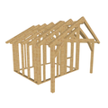 Bauplan Gartenhaus 76 3D-Ansicht schräg von vorn