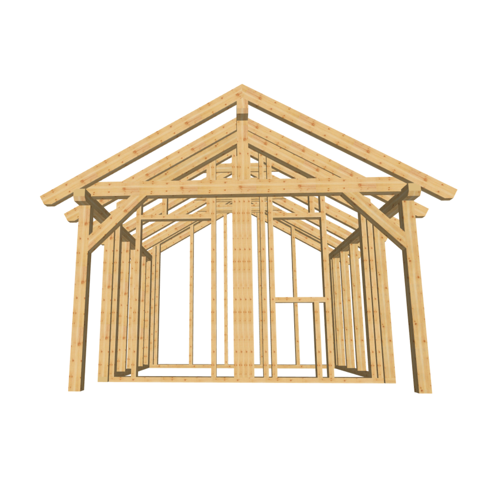 Bauplan Gartenhaus 76 3D-Frontansicht
