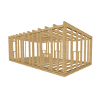 Bauplan Gartenhaus 77 3D-Ansicht schräg von vorn