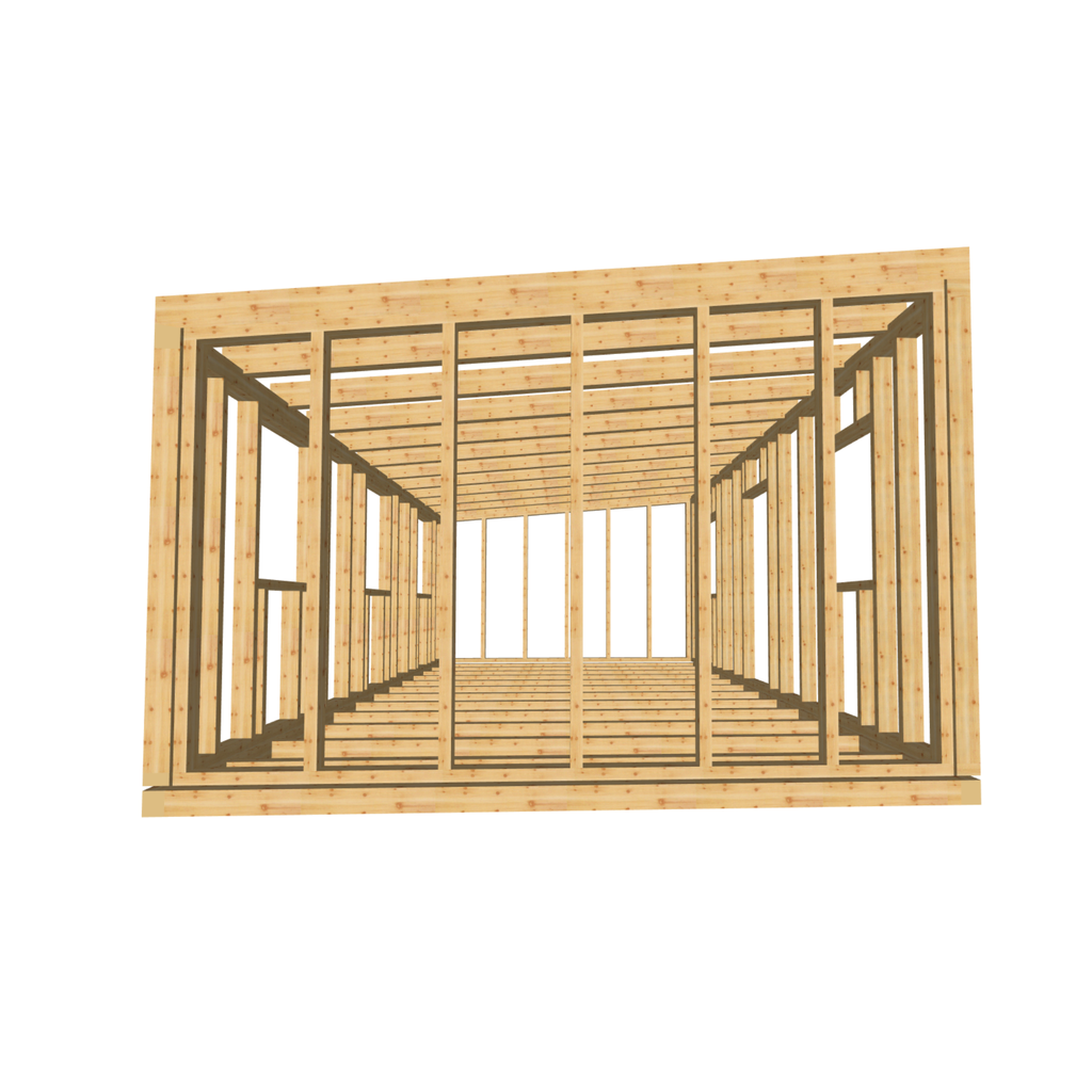 Bauplan Gartenhaus 77 3D-Frontansicht