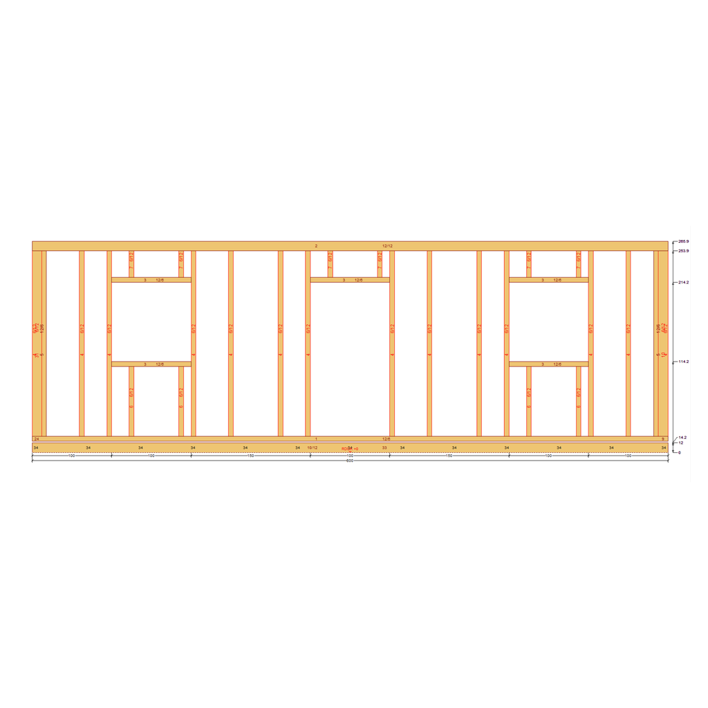 Bauplan Gartenhaus 77 Seitenansicht mit Bemaßung