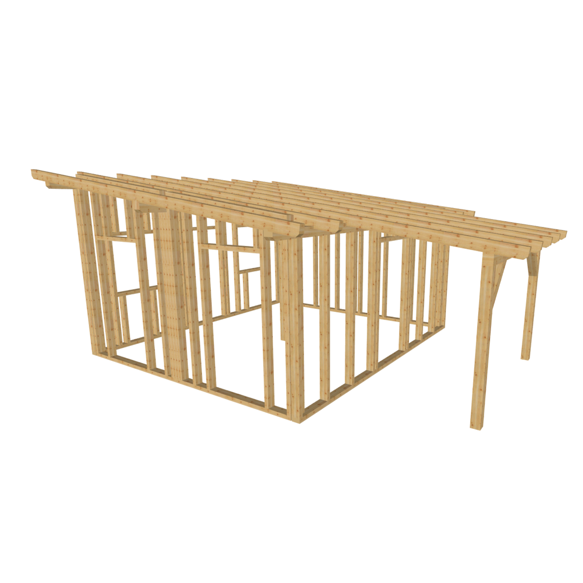 Bauplan Gartenhaus 78 3D-Ansicht schräg von vorn