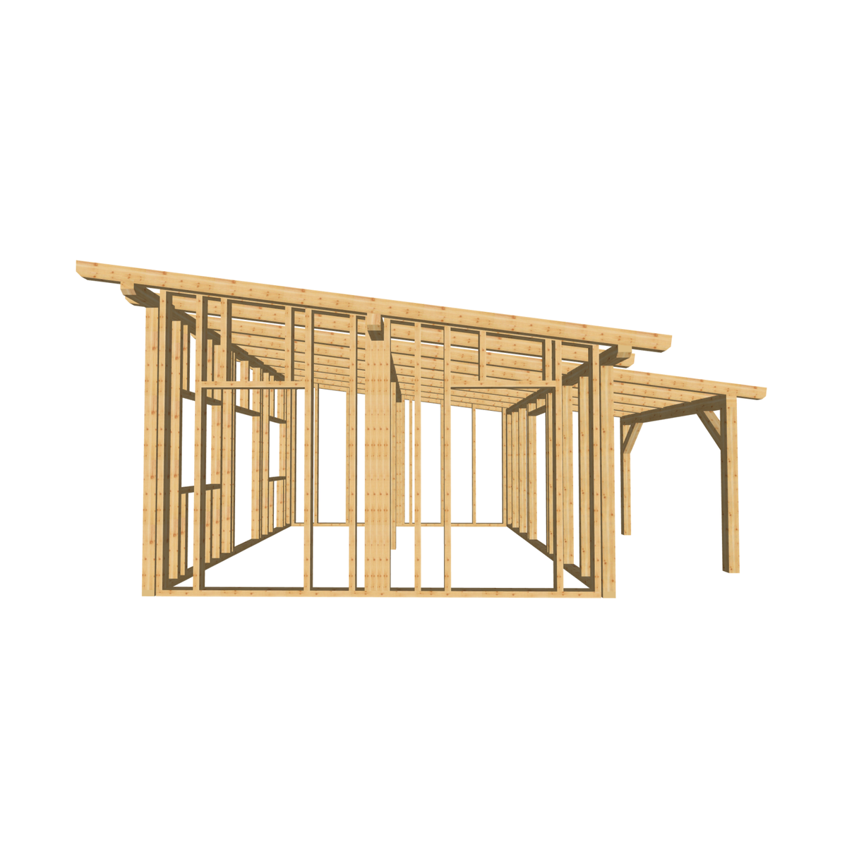 Bauplan Gartenhaus 78 3D-Frontansicht