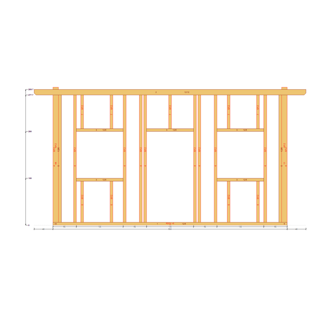 Bauplan Gartenhaus 78 Seitenansicht mit Bemaßung