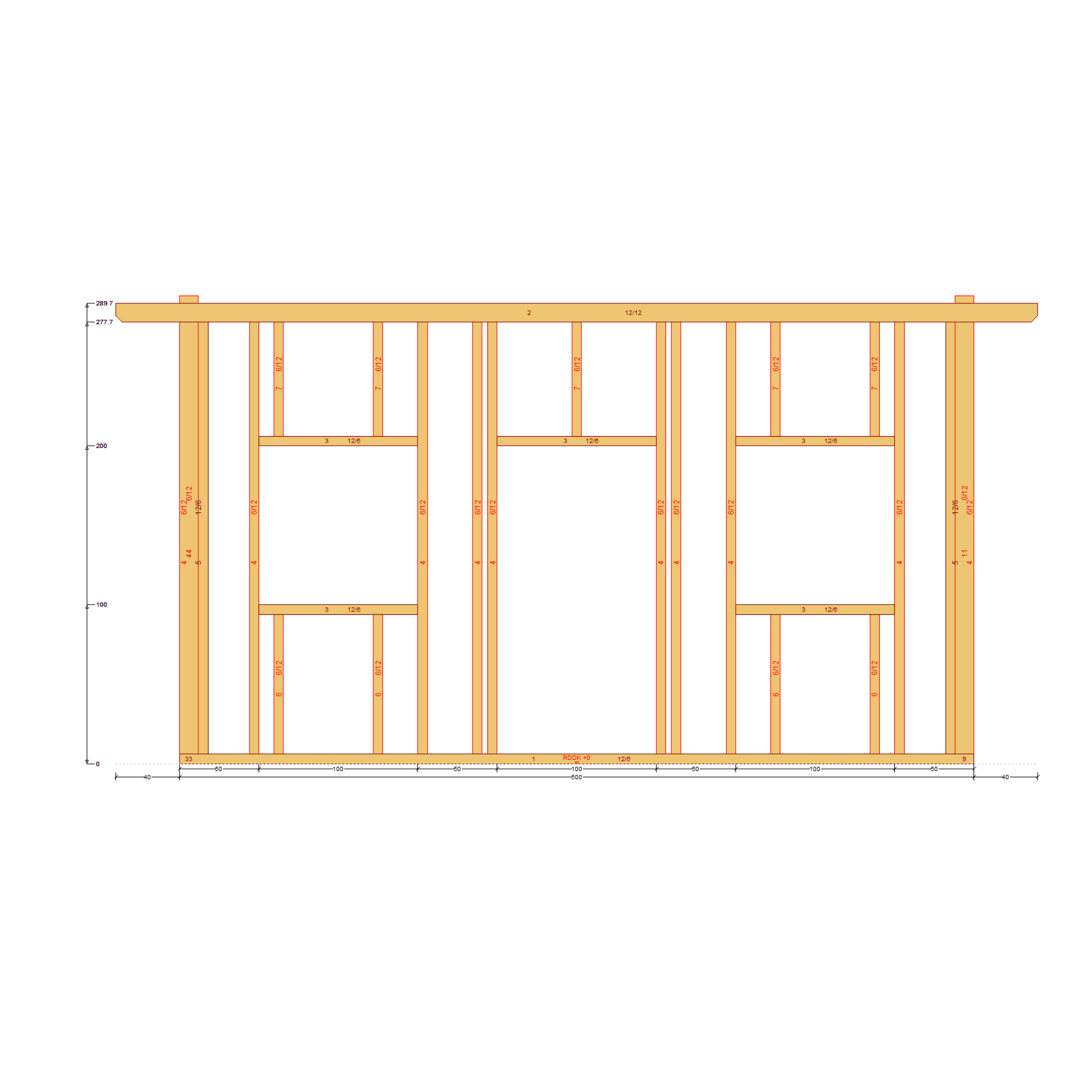 Bauplan Gartenhaus 78 Seitenansicht mit Bemaßung