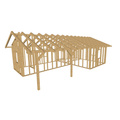 Bauplan Gartenhaus 79 3D-Ansicht schräg von vorn