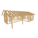 Bauplan Gartenhaus 79 3D-Ansicht schräg von vorn