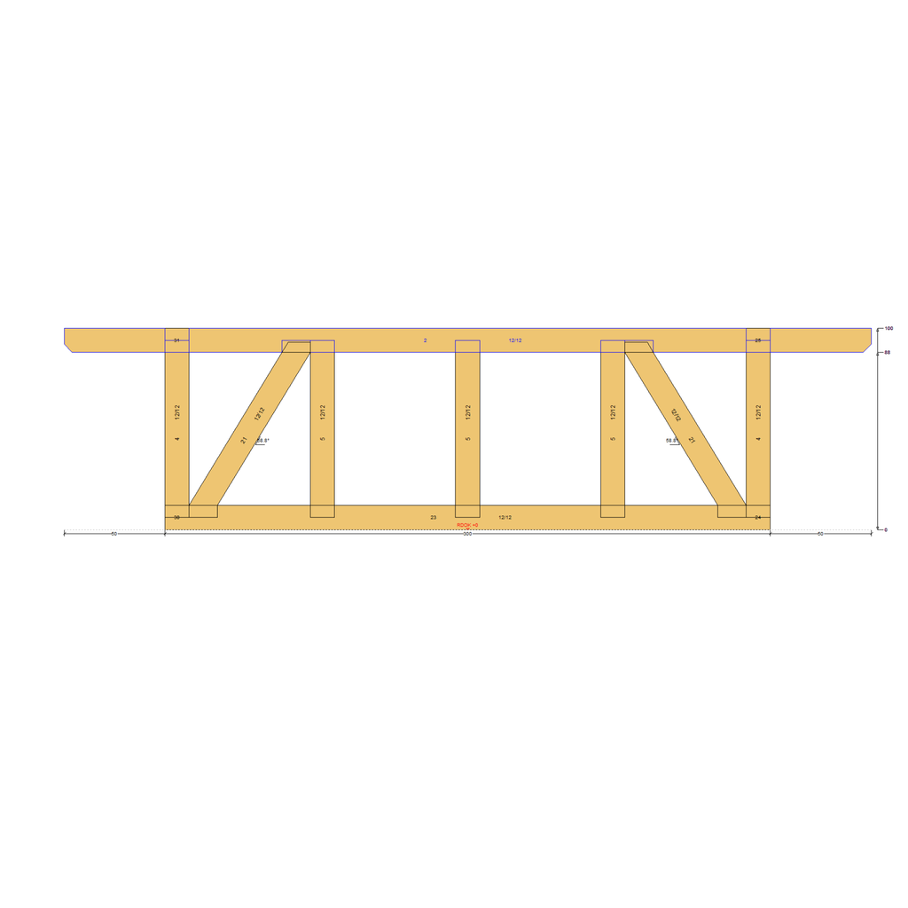 Bauplan Gartenhaus 7 Seitenansicht mit Bemaßung